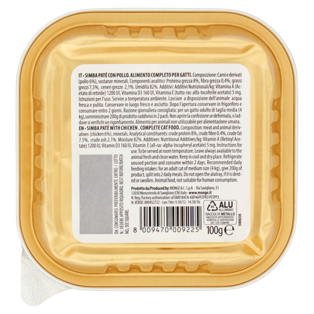 Simba Pat&egrave; Adult con Pollo 100 g