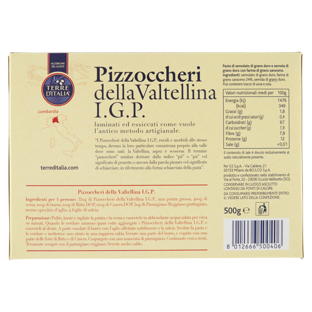 Terre d'Italia Pizzoccheri della Valtellina I.G.P. 500 g