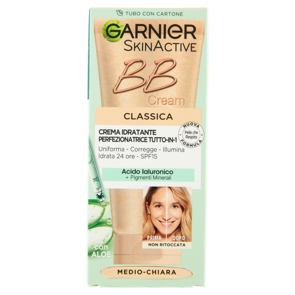 Garnier BB Cream Classic, con Acido Ialuronico, Tonalità Medio-Chiara