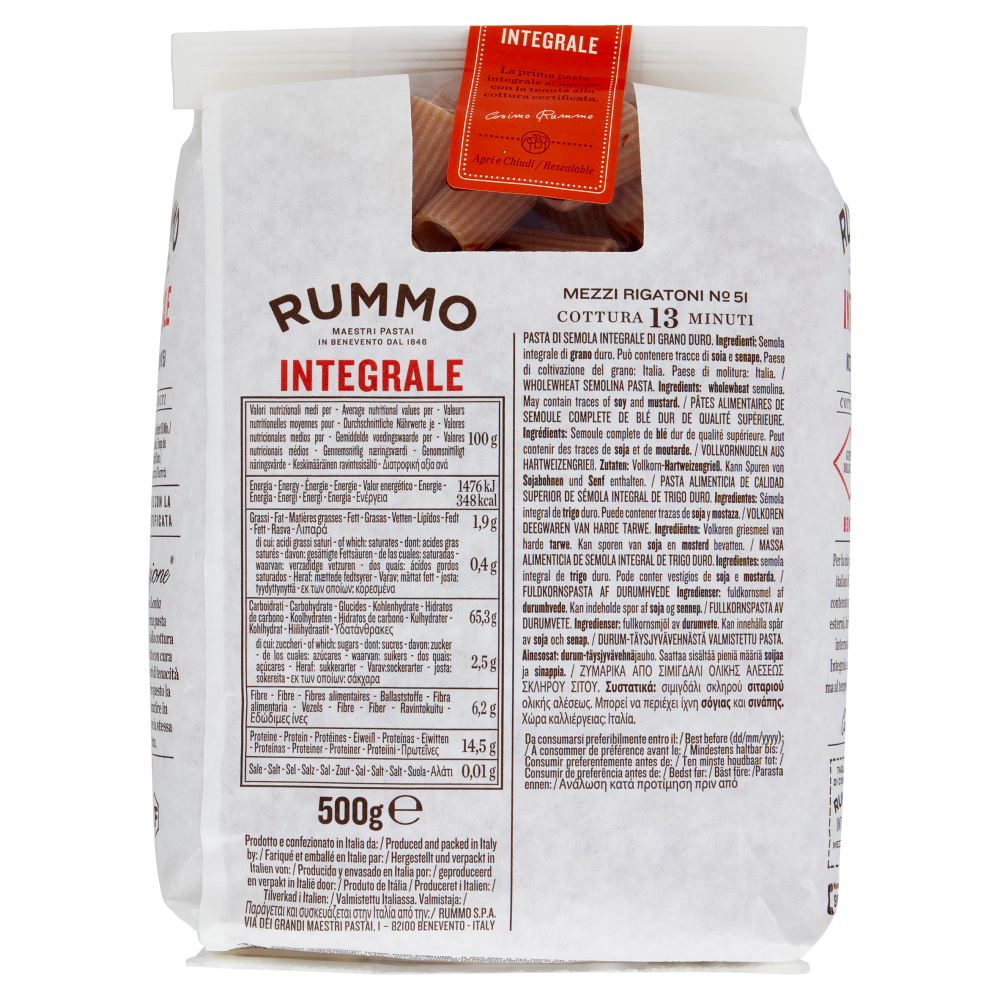 Rummo Integrale Mezzi Rigatoni N° 51 500 g