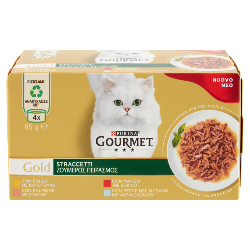 PURINA GOURMET Gold Straccetti Pollo / Manzo / Salmone / Pesce dell'Oceano 4 x 85 g