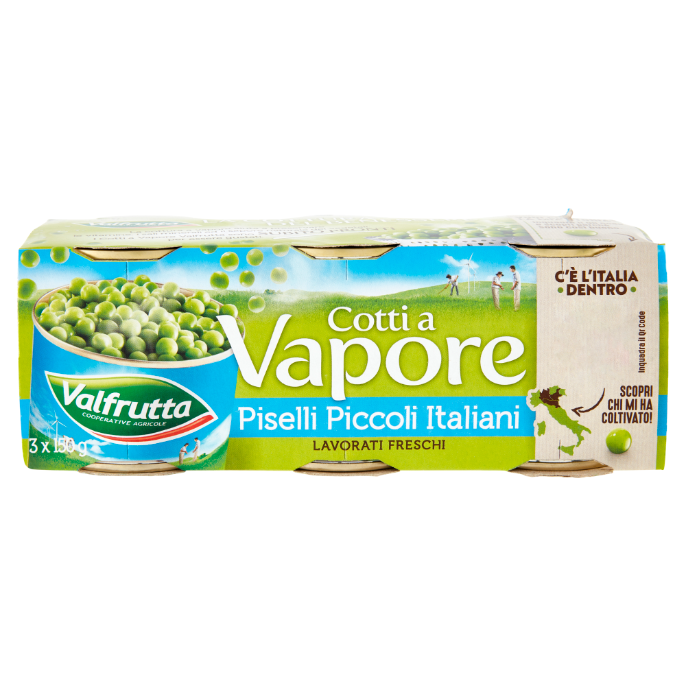 Valfrutta Cotti a Vapore Piselli Piccoli Italiani 3 x 150 g