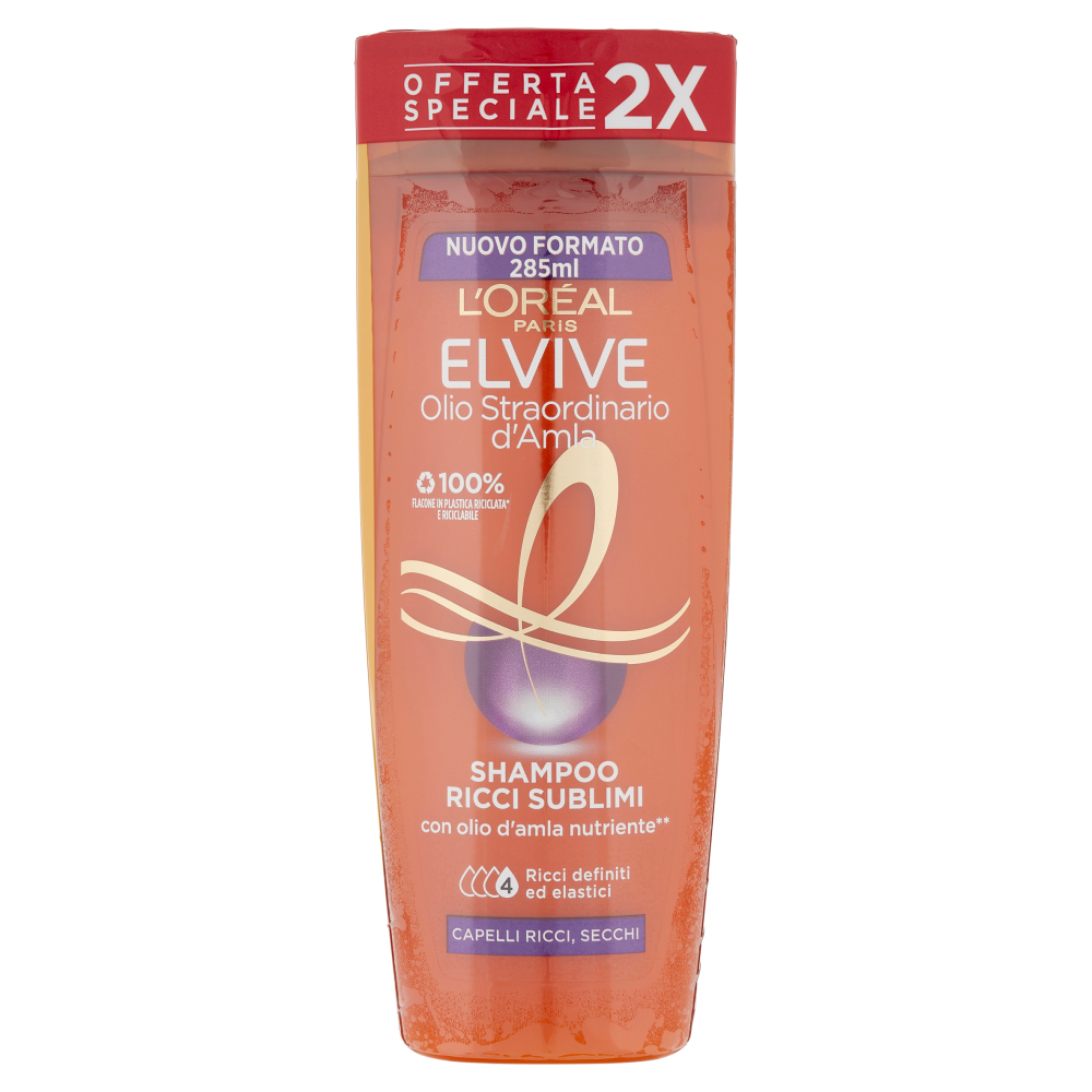 L'Or&eacute;al Paris Shampoo Elvive Olio Straordinario Ricci Sublimi, Per Capelli Ricci, Confezione da 2