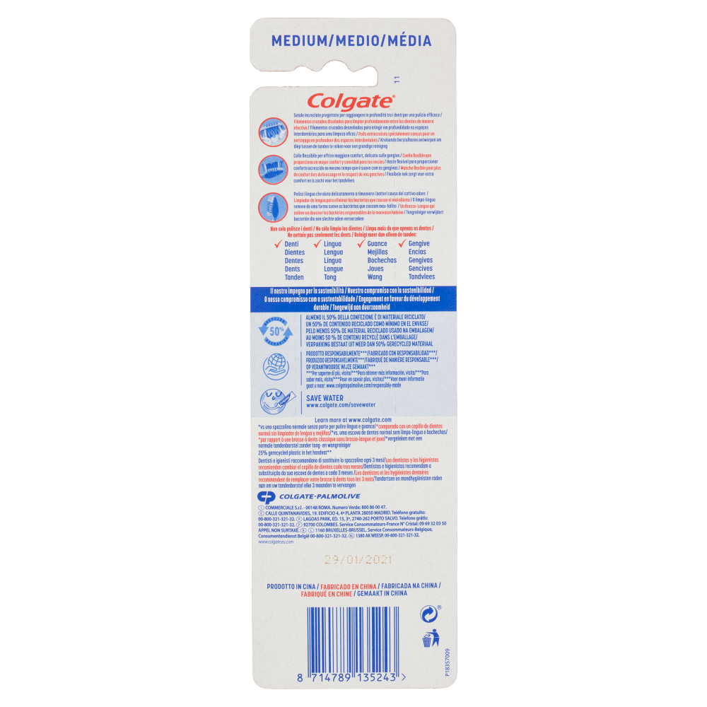 Colgate spazzolino Zig Zag pulizia profonda, medio, 3 pezzi