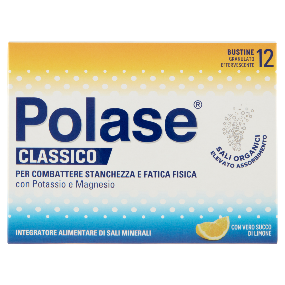Polase integratore alimentare potassio, magnesio e sali minerali gusto limone 12 bustine 120 g