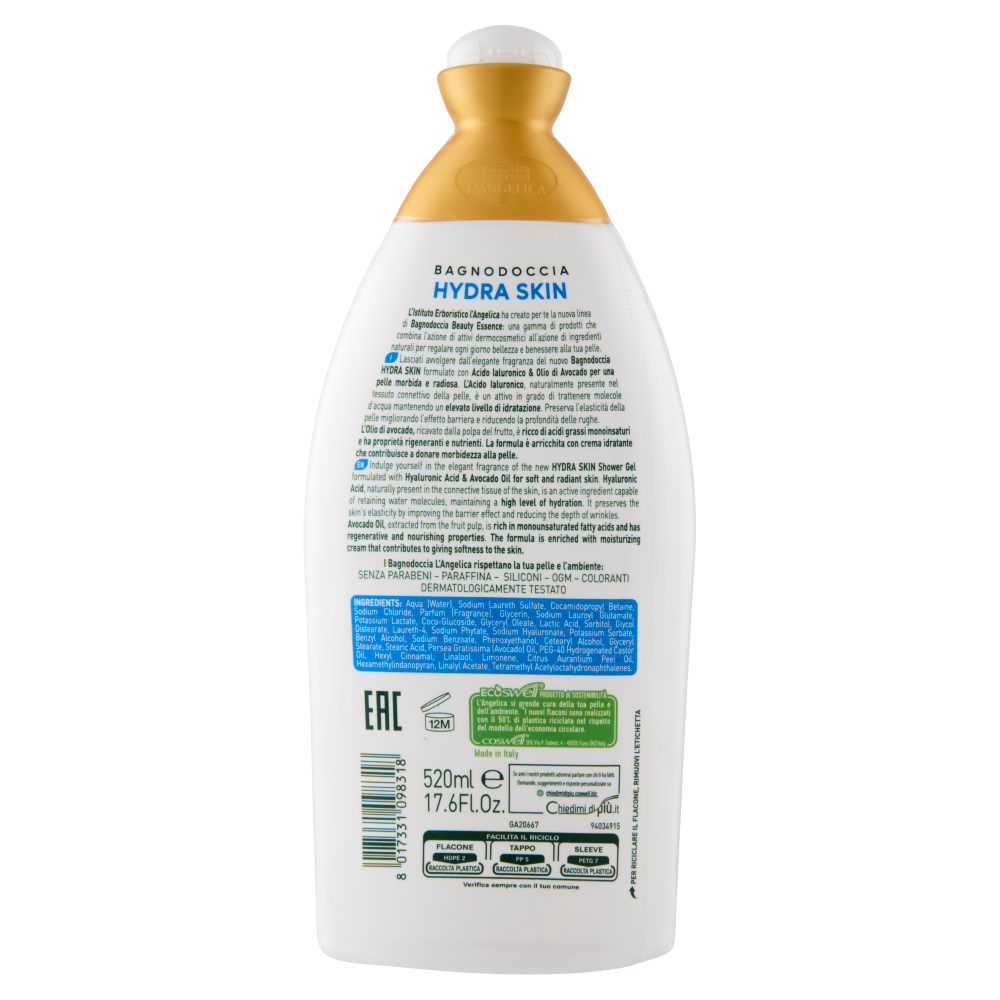 L'Angelica Beauty Essence Bagnodoccia Hydra Skin Acido Ialuronico 520 ml