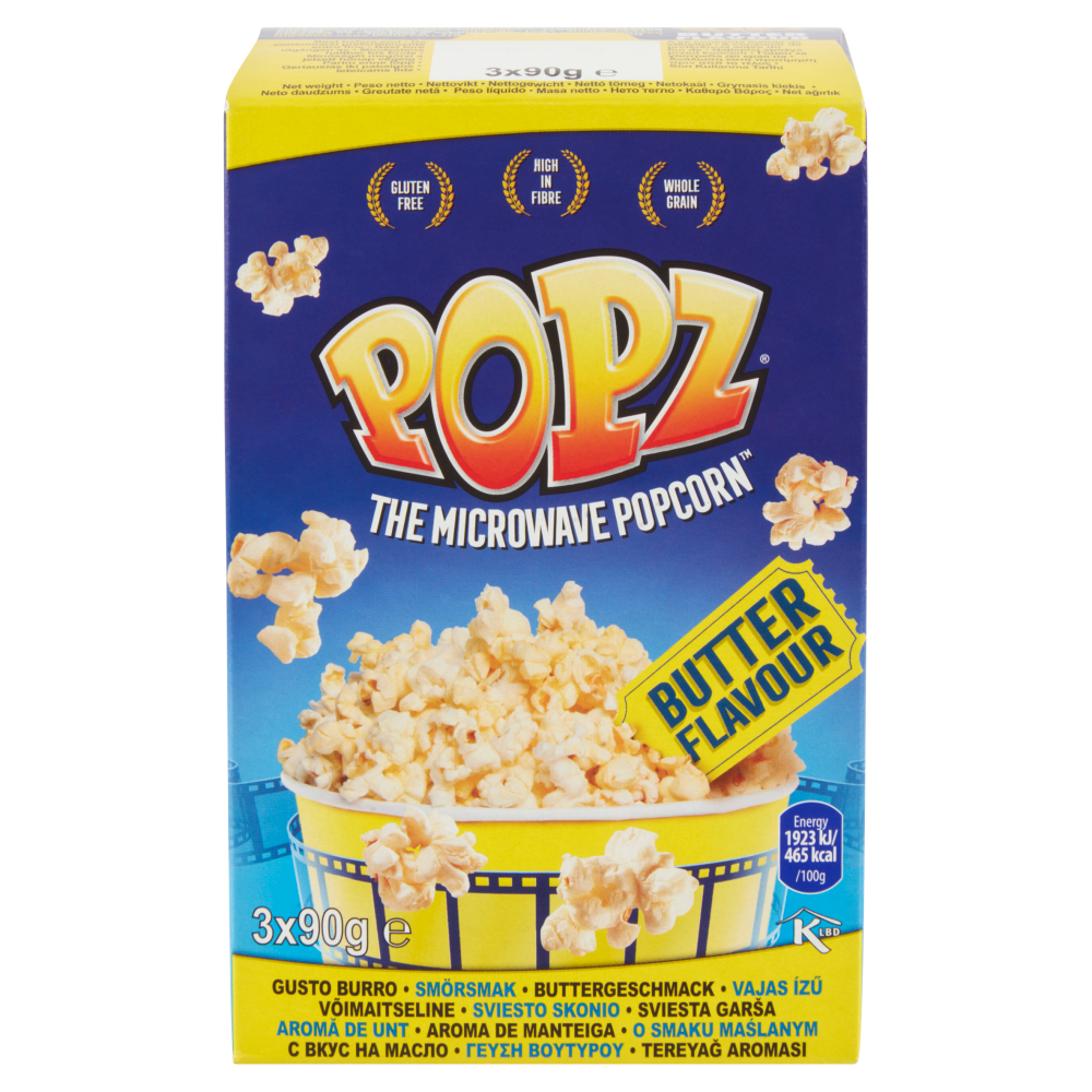 Popz the Microwave Popcorn Gusto Burro 3 x 90 g