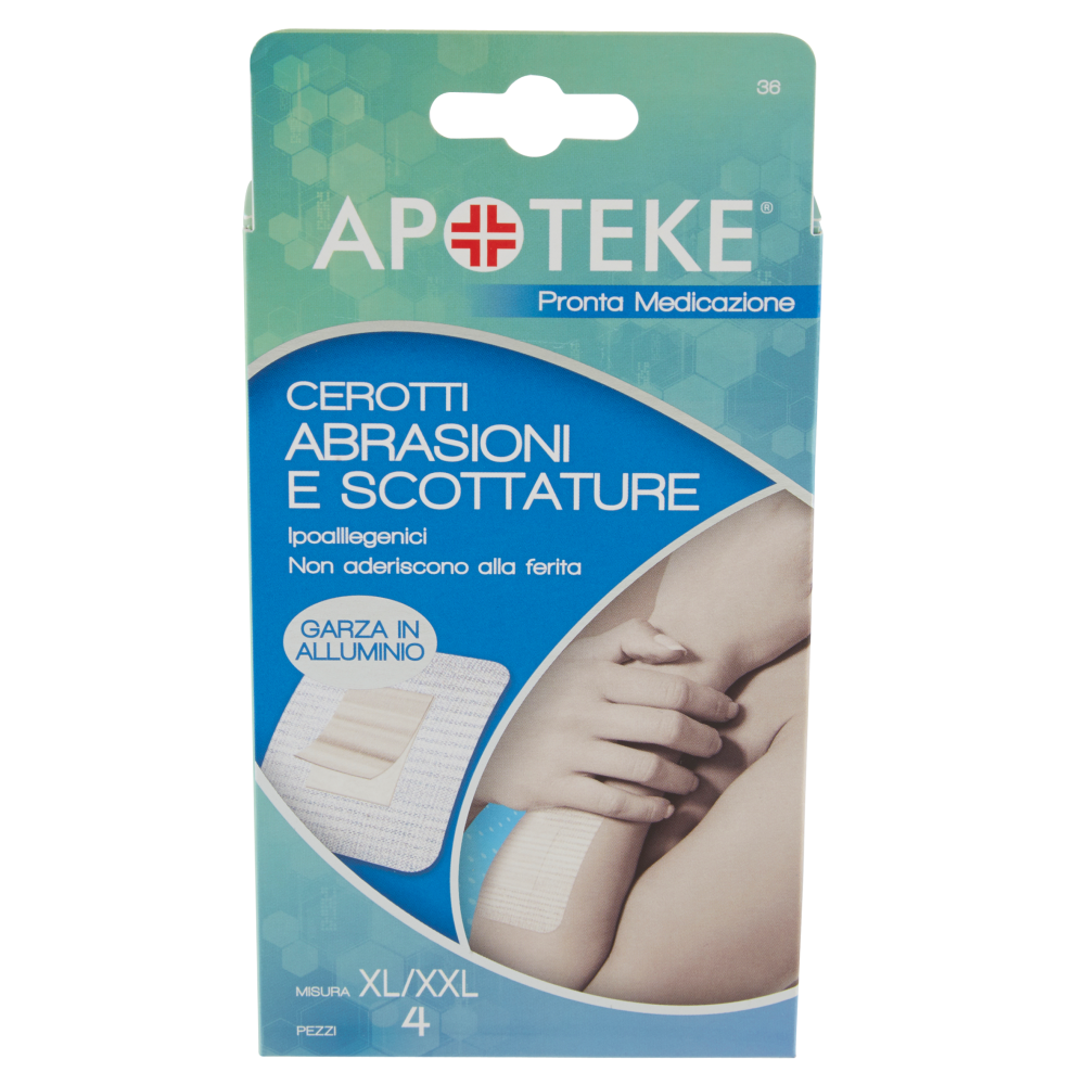 Apoteke Pronta Medicazione Cerotti Abrasioni e Scottature Misura XL/XXL 4 pz