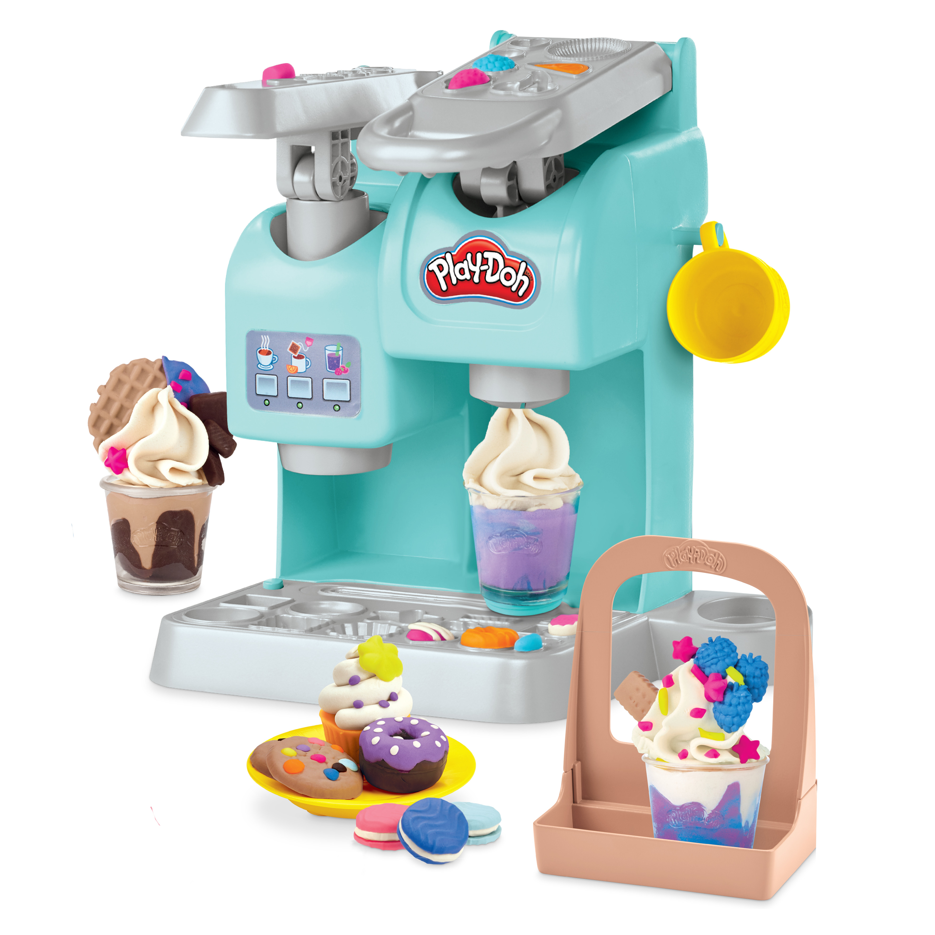 Play-Doh Kitchen Creations La Caffetteria Super Colorata di , playset con 20 accessori e 8 vasetti di pasta modellabile atossica, per bambini dai 3 anni in su
