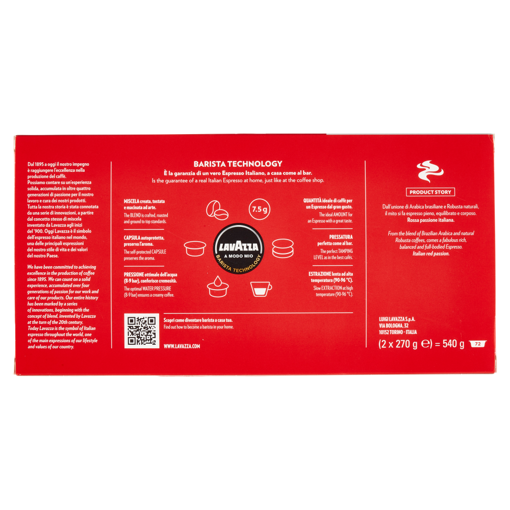 Lavazza A Modo Mio Qualità Rossa 72 capsule 540g