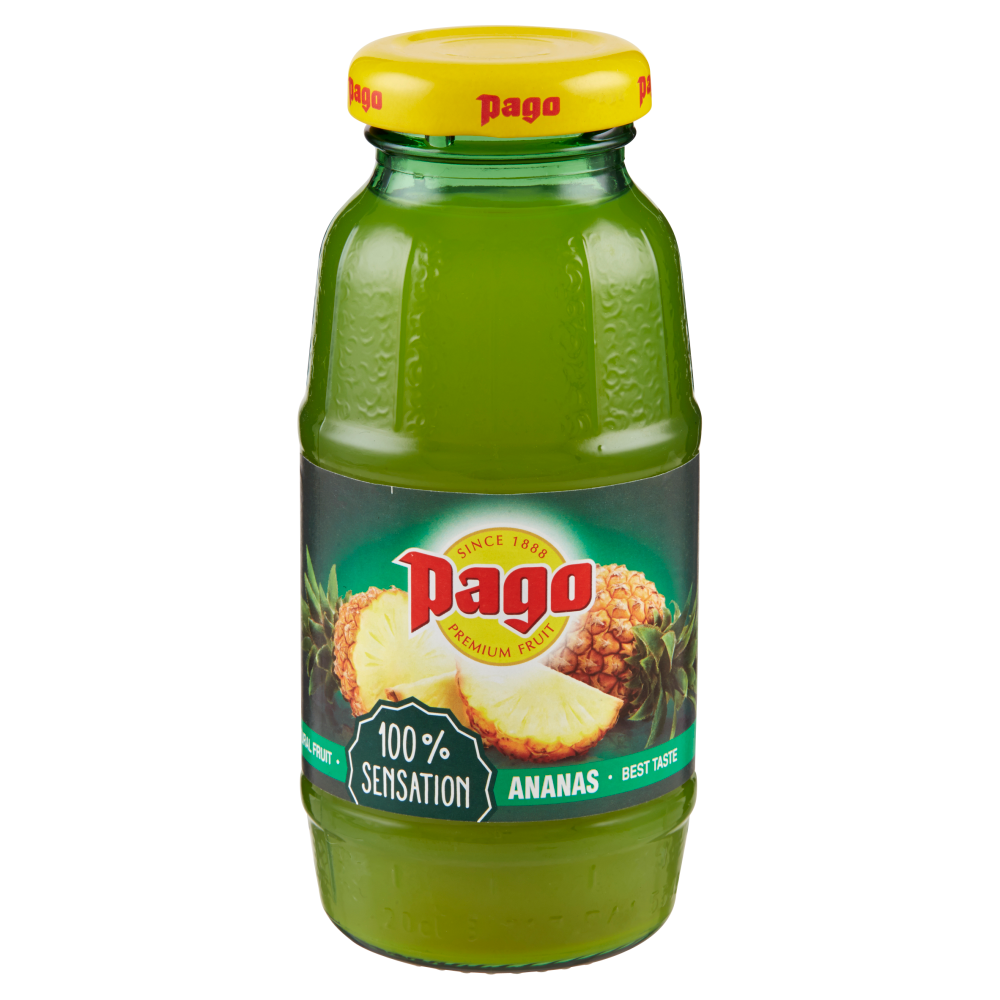 PAGO Succo di Frutta, ANANAS 100%, Bottiglia Vetro Monodose 20 cl
