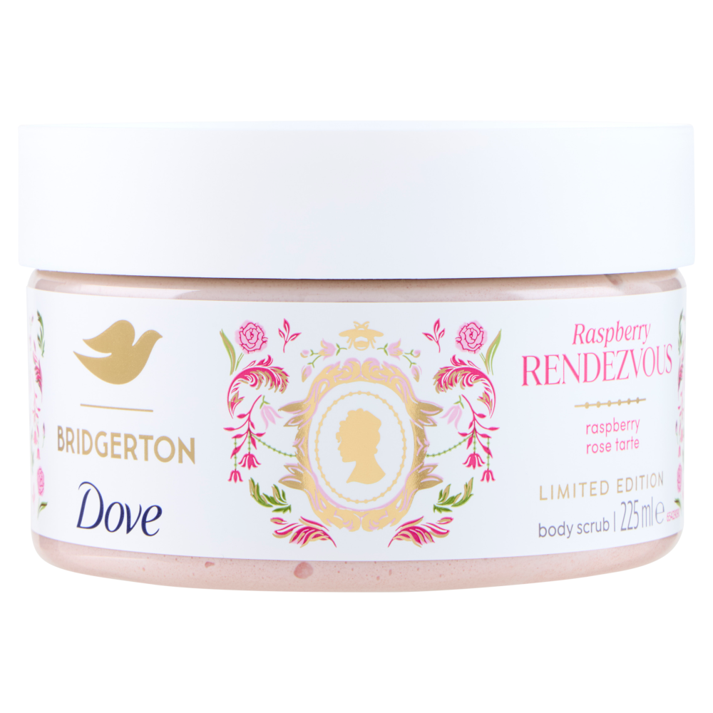 Dove body scrub Bridgerton Limited Edition Raspberry RendezVous aspberry rose tarte 225 ml