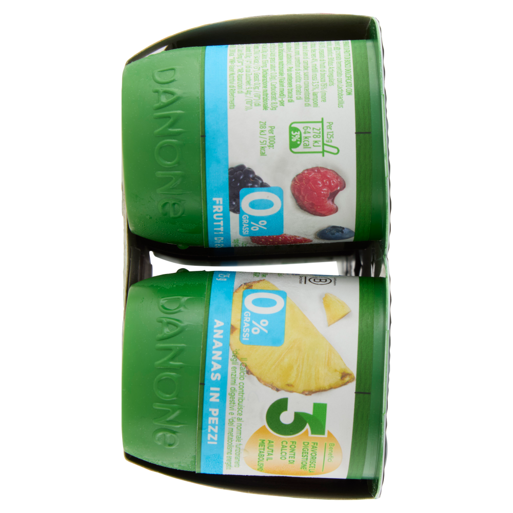 ACTIVIA Yogurt con Probiotico Bifidus, 0% Grassi, mix di gusti Pesca/Frag/Ananas/Frutti Bosco 8x125g