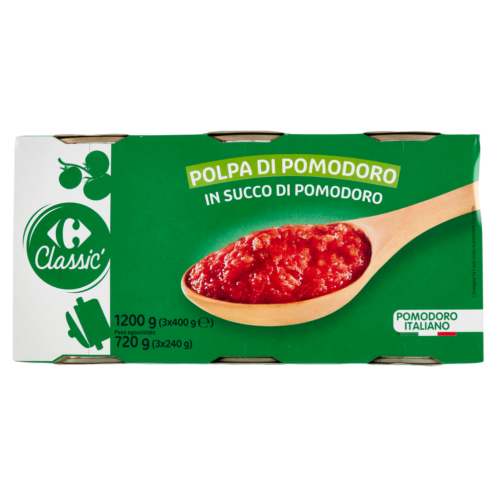Carrefour Classic Polpa di Pomodoro in Succo di Pomodoro 3 x 400 g