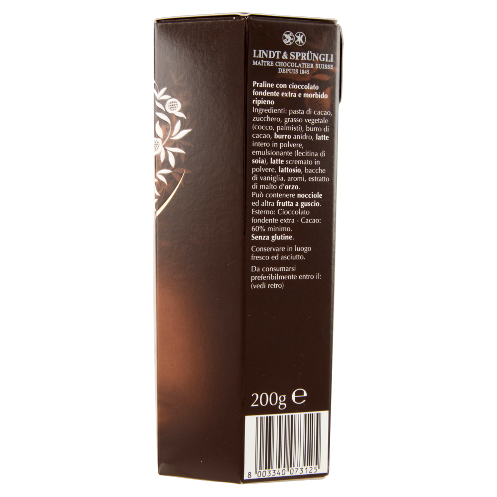 Lindt Cioccolatini Lindor Cioccolato extra fondente Scatola 60% 200 g