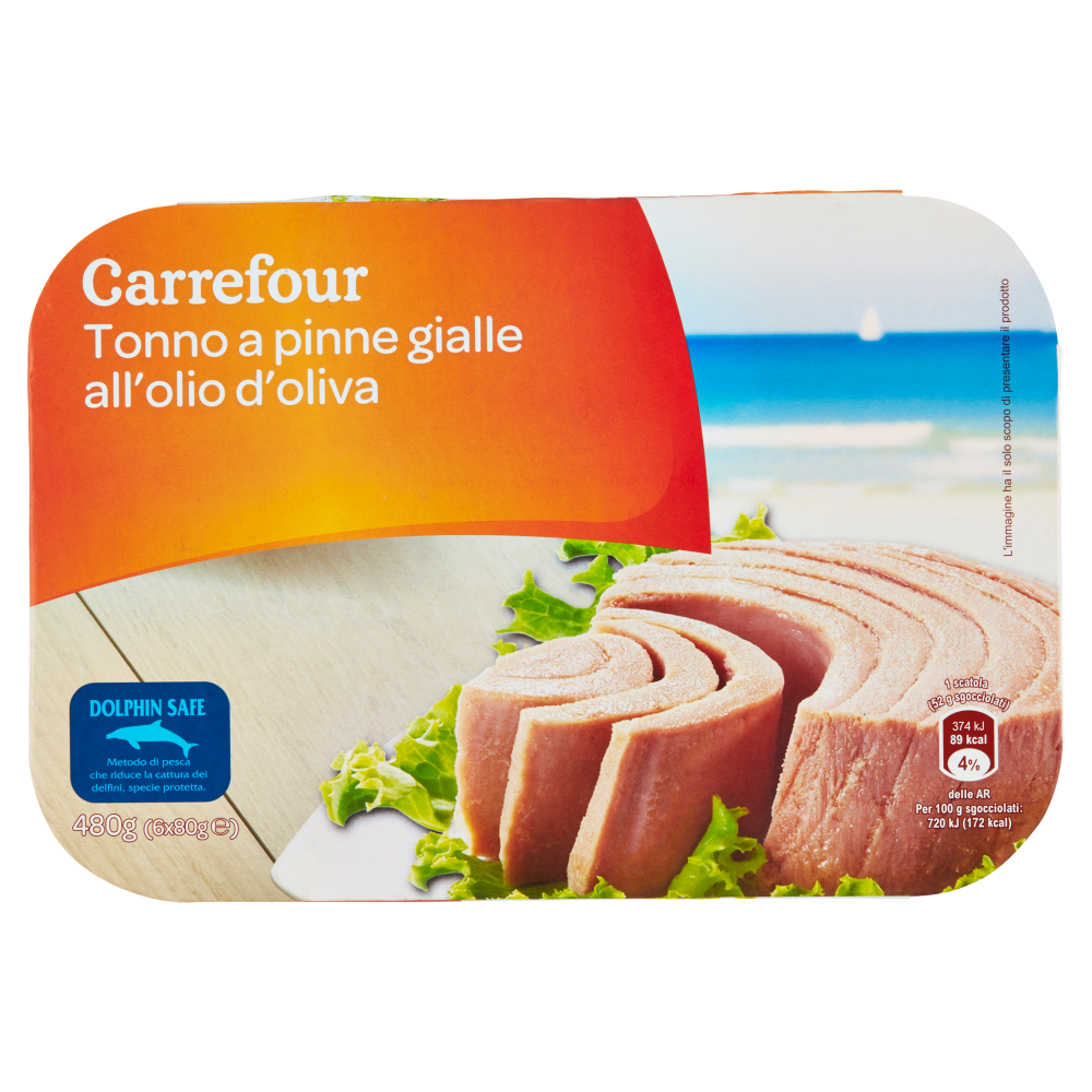Carrefour Tonno a pinne gialle all'olio d'oliva 6 x 80 g