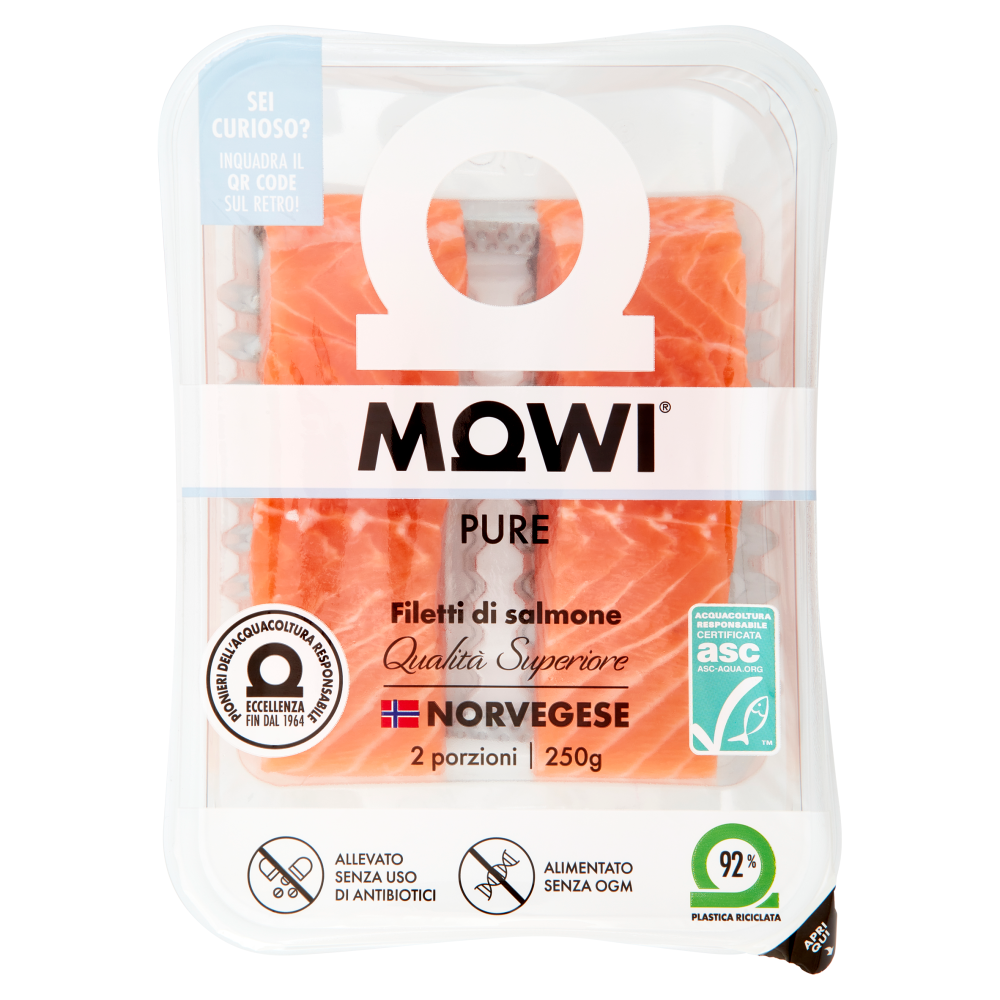 Mowi Pure Filetti di salmone Norvegese Qualit&agrave; Superiore 250 g