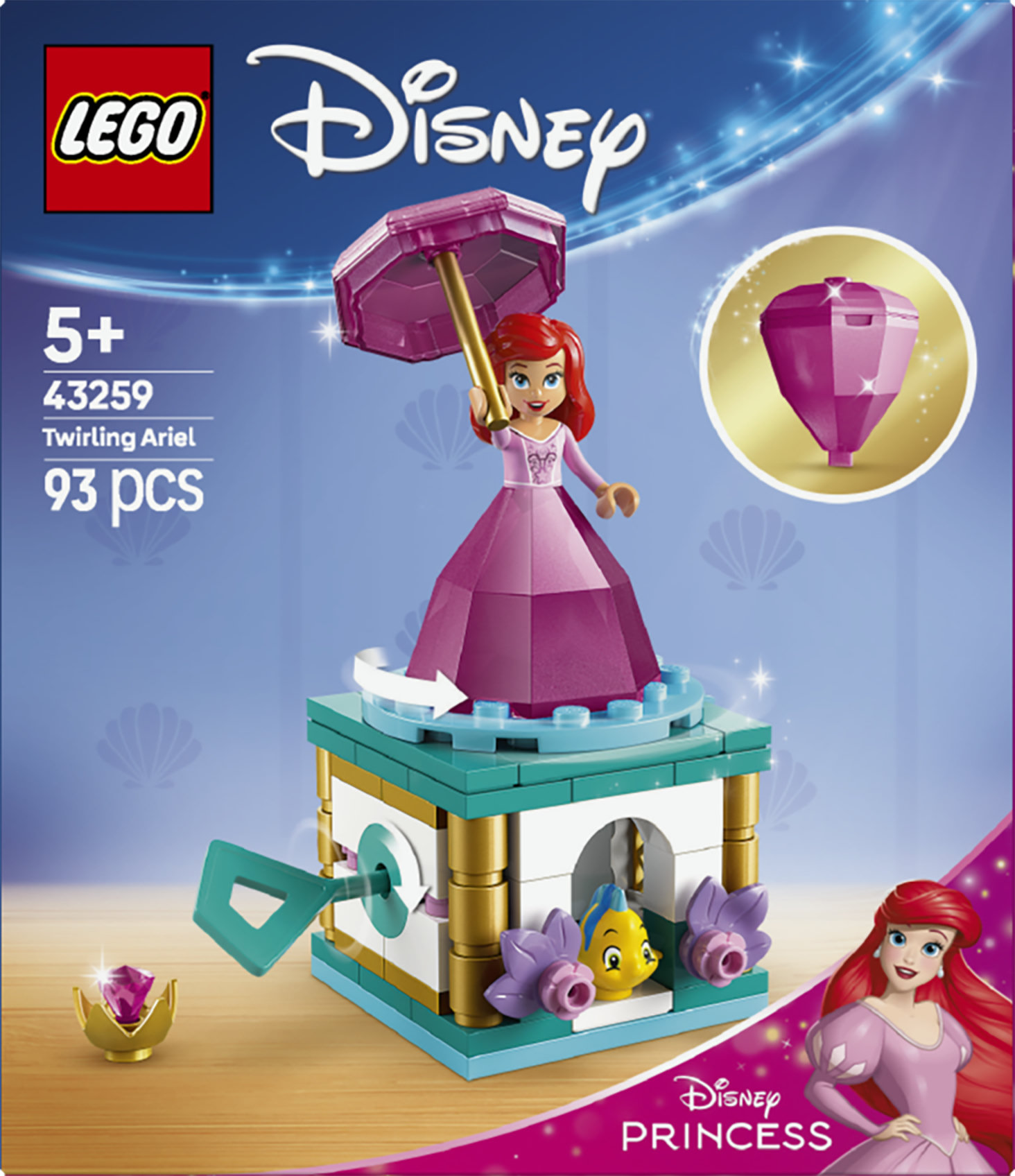 LEGO Disney Princess ǀ 43259 Ariel Ballerina, Giochi da Principesse per Bambine e Bambini 5+ con Supporto per Mini Bambolina