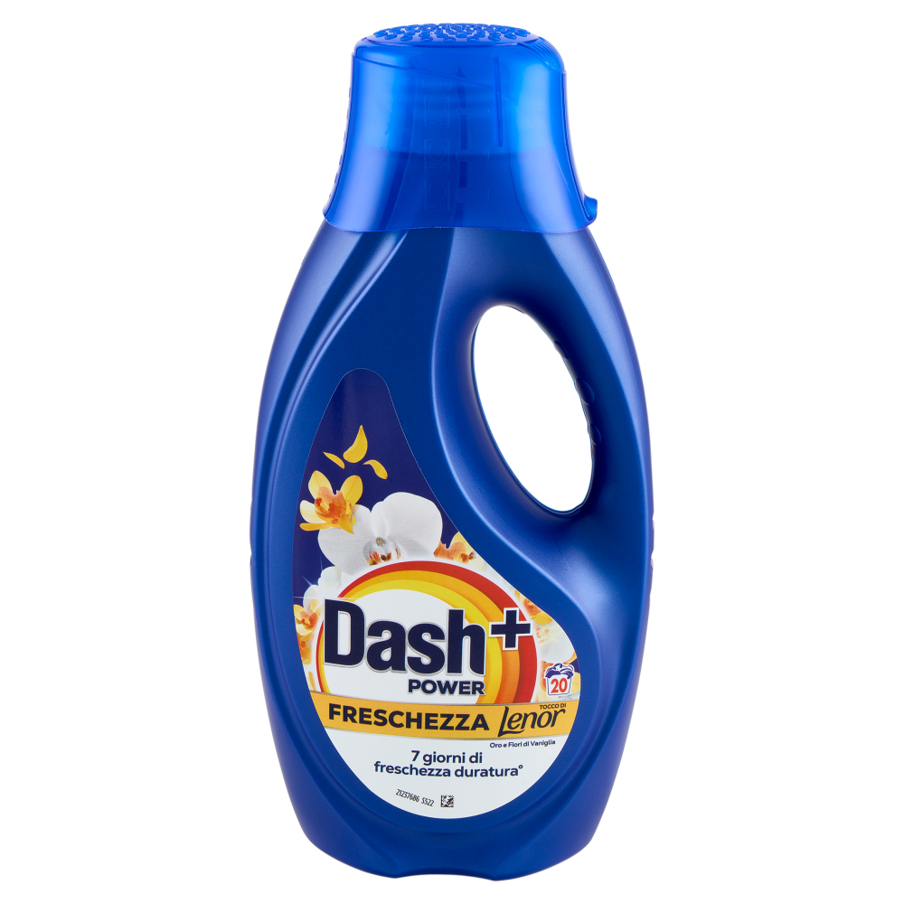 Dash Power Detersivo Liquido Lavatrice + Tocco Lenor Oro e Fiori di Vaniglia, 20 Lavaggi 900 ml