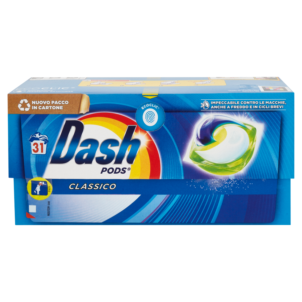 Dash Pods Detersivo Lavatrice In Capsule, Classico, 31 Lavaggi 604,5 g