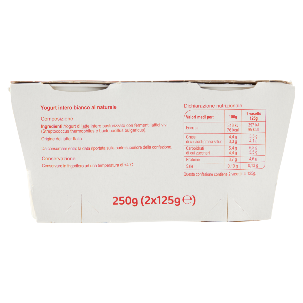 Carrefour Classic Yogurt Intero Bianco al Naturale 2 x 125 g