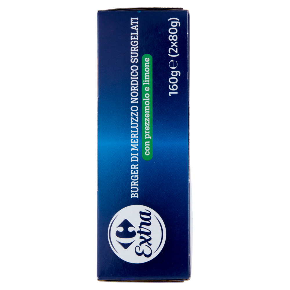 Carrefour Extra Burger di Merluzzo Nordico Surgelati con prezzemolo e limone 2 x 80 g