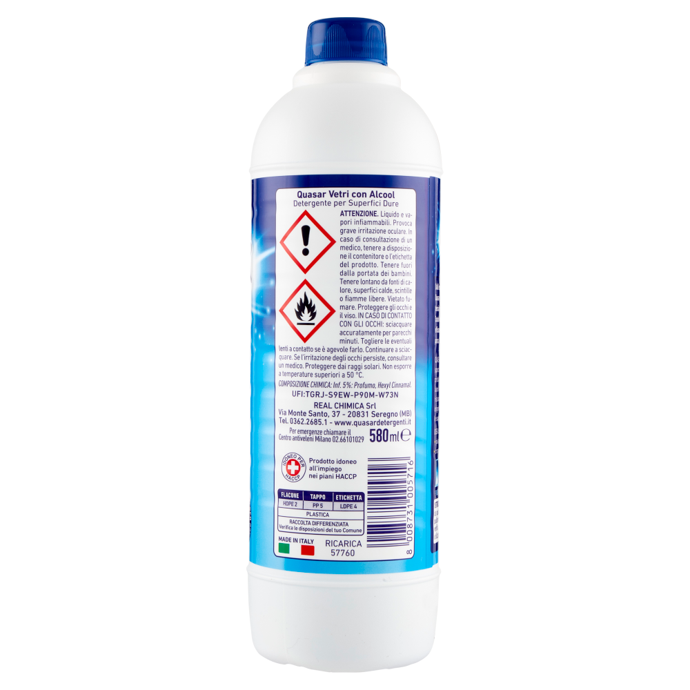 Quasar Vetri con Alcool Ricarica 580 ml