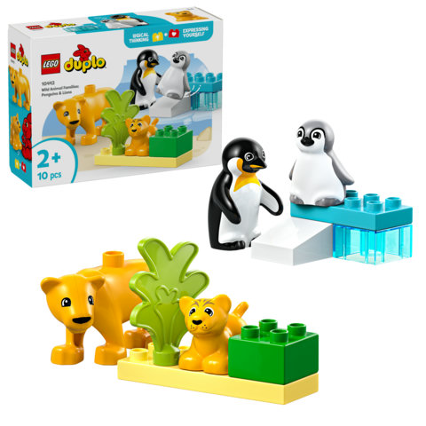 LEGO DUPLO 10442 Famiglie di Animali: Pinguini e Leoni, Giochi Didattici per Bambini e Bambine da 2+ Anni, Giocattolo Creativo