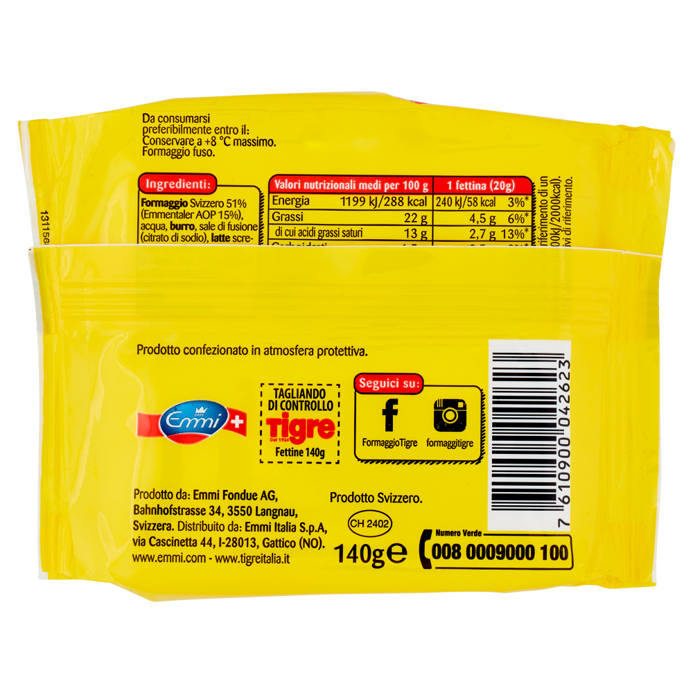 Tigre con Originale Emmentaler Svizzero fettine 7 x 20 g