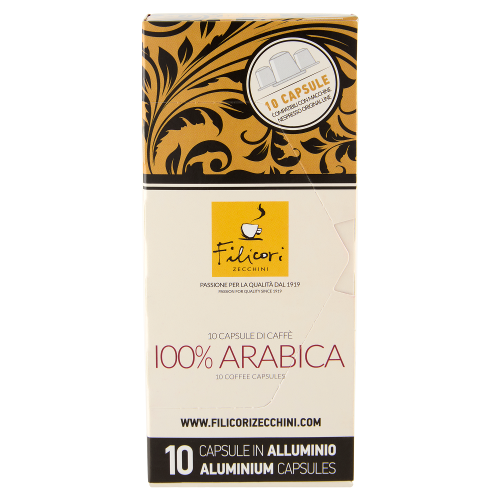 Filicori Zecchini 10 Capsule di Caff&egrave; 100% Arabica Compatibili con Nespresso Original Line 10 x 5,5g