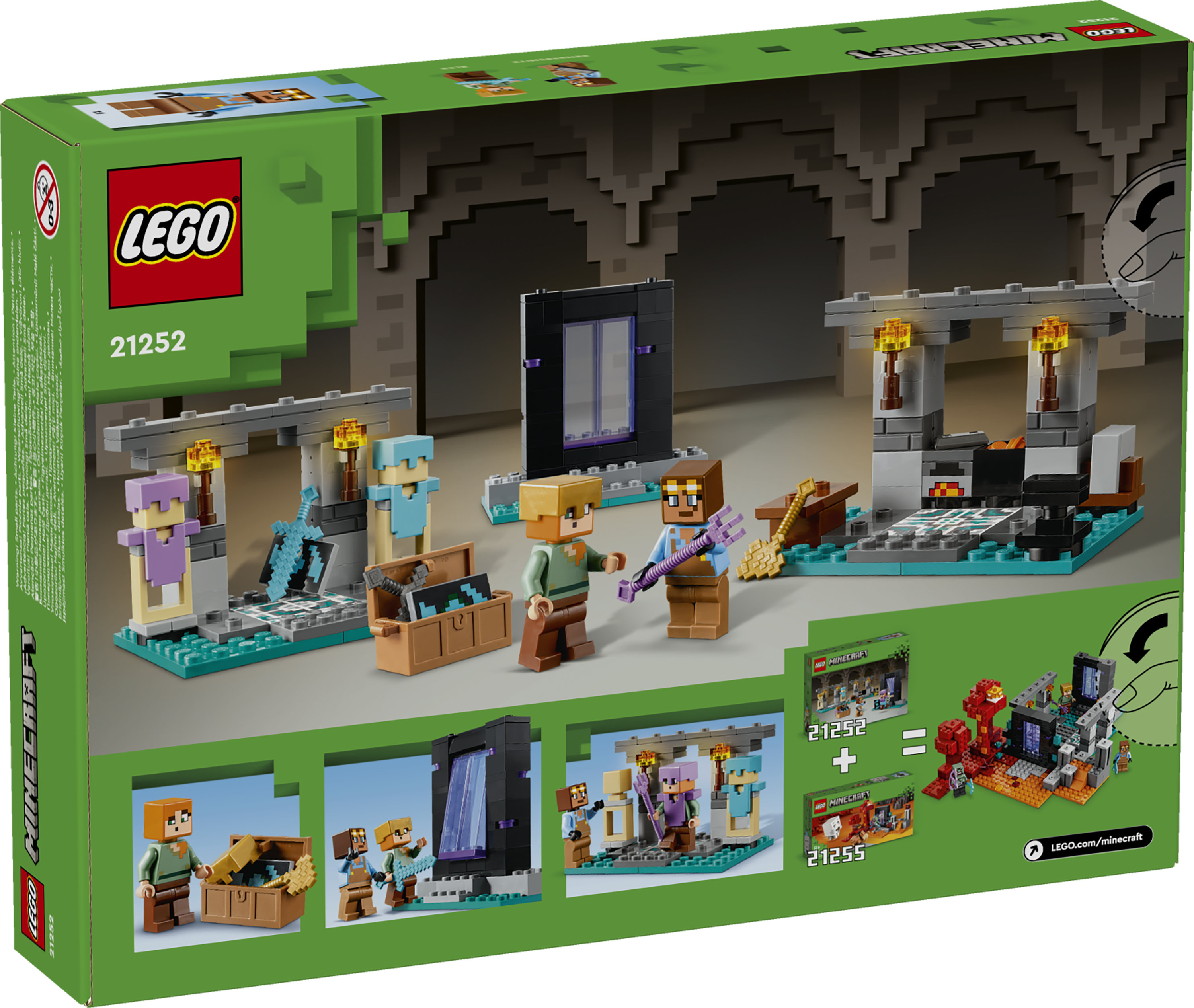 LEGO Minecraft 21252 L'Armeria con Personaggio Alex, Accessori e Armi Giocattolo per Bambini di 7+ Anni e Fan del Videogioco