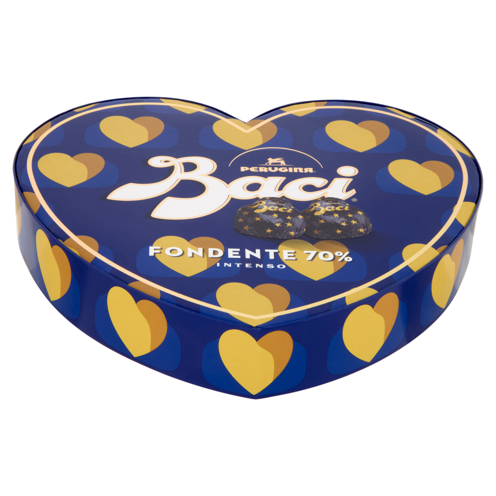 BACI PERUGINA Fondente 70% Cioccolatini Fondenti ripieni Gianduia Scatola Cuore San Valentino 100g
