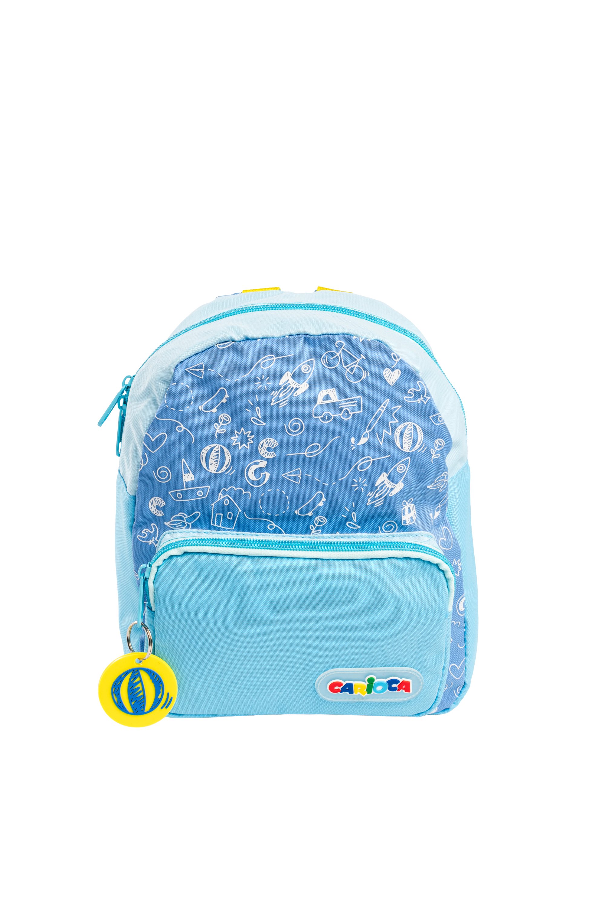 Carioca Zainetto tondo doodle azzurro - riciclato