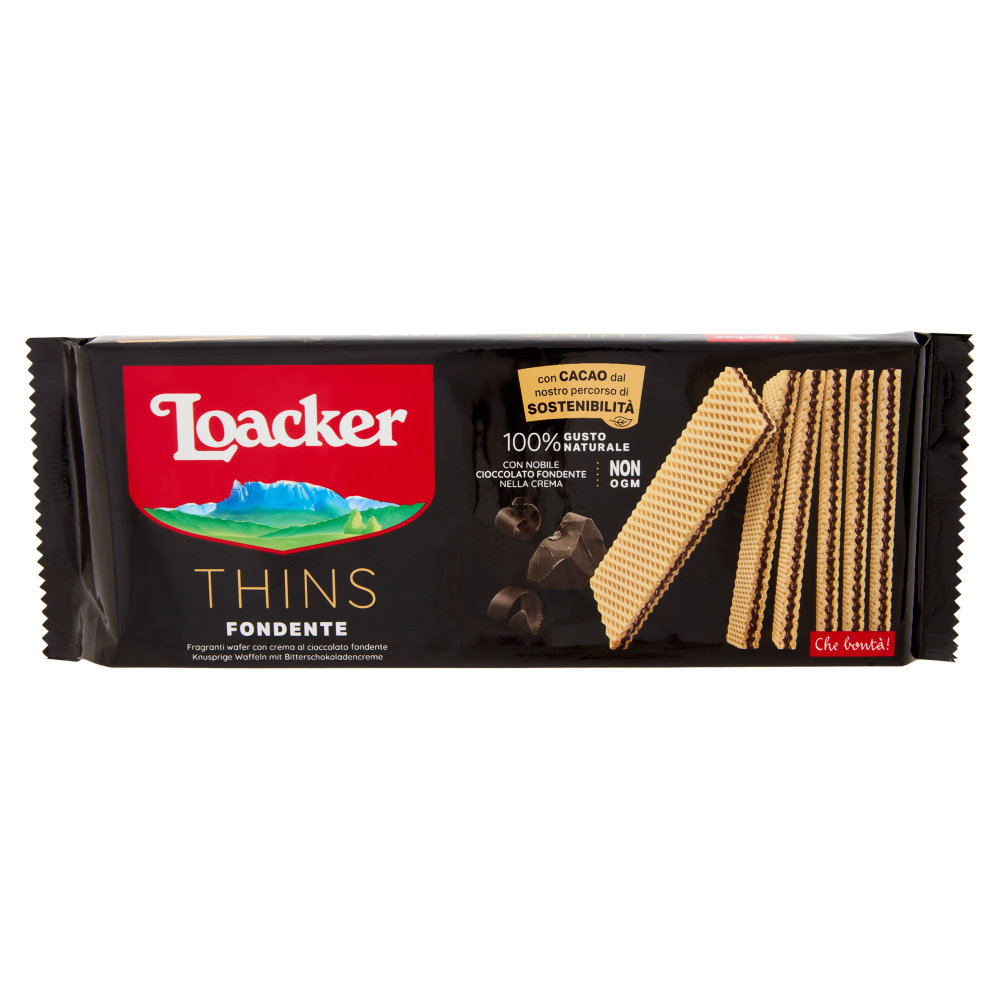 Loacker Thins Fondente Wafer con crema al Cioccolato Fondente wafers 150g