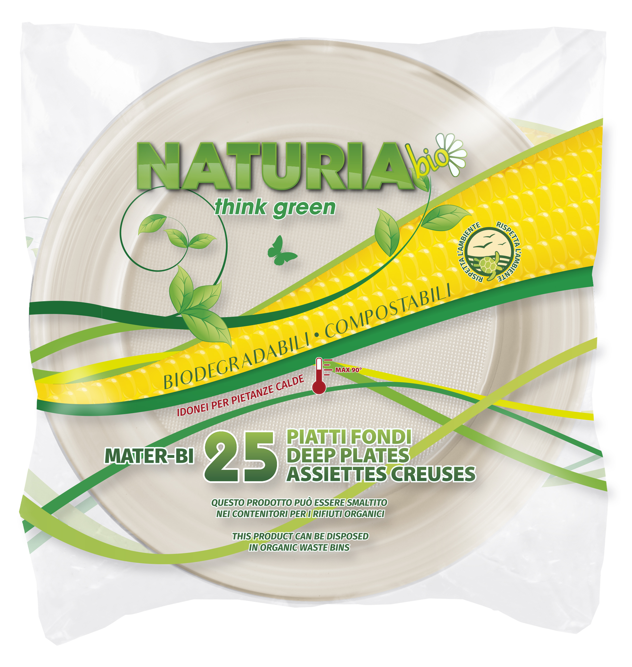 25 piatti fondi 23 cm materiale bio