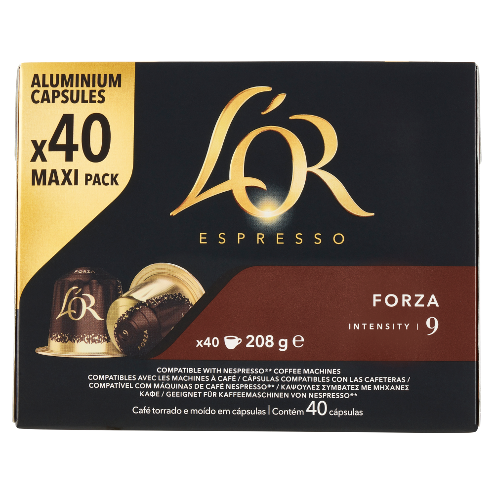 L'Or Espresso Forza 9- 40 Capsule Caff&egrave; Compatibili con Macchine Nespresso*&reg; Original 208g