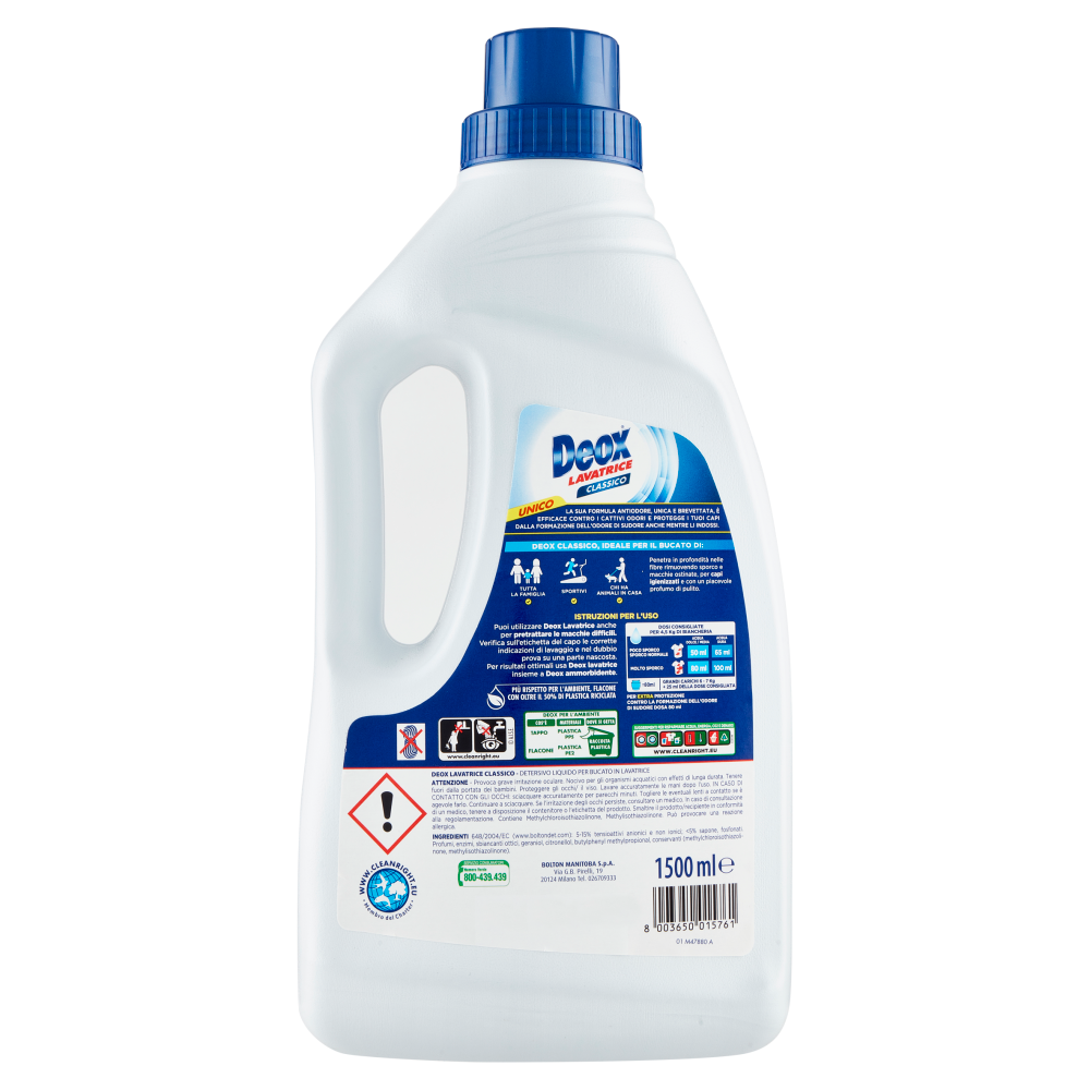 Deox Lavatrice Classico Profumo di Pulito, 30 lav, 1500 ml