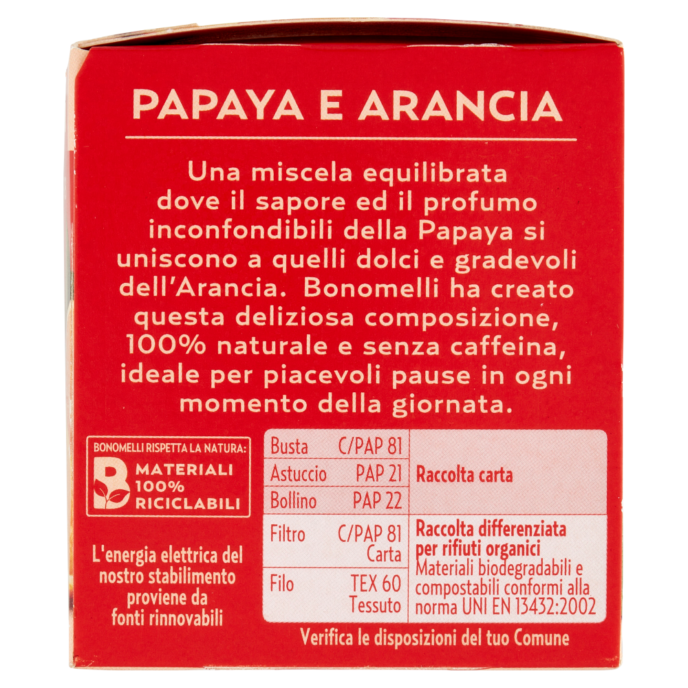 Bonomelli Infusi Fruttosi 100% Naturali Papaya e Arancia 12 Filtri 24 g