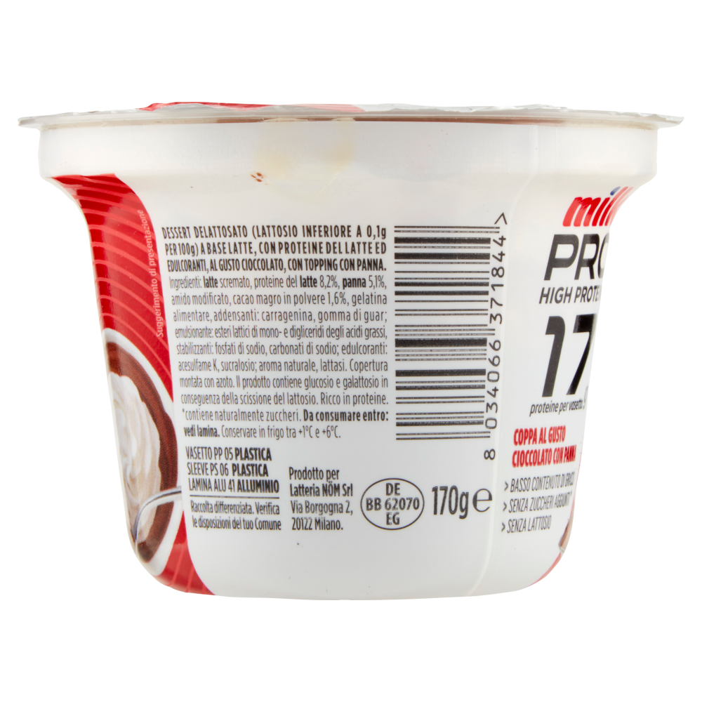Milk Pro High Protein 17g Coppa al gusto Cioccolato con Panna 170 g