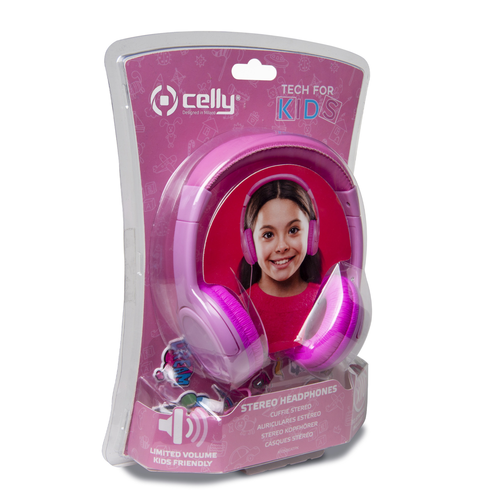 Celly KidsBeat Cuffie Cablato A Padiglione MUSICA Rosa