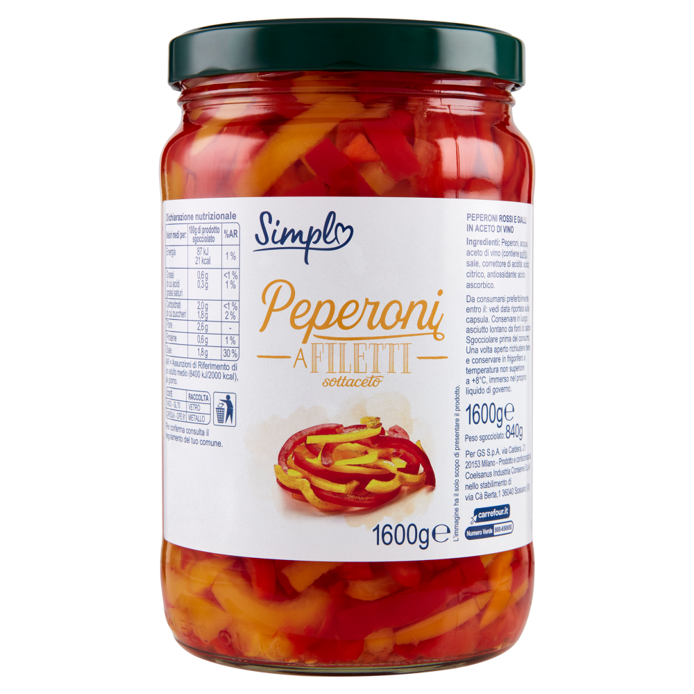 Simpl Peperoni a Filetti sottaceto 1600 g