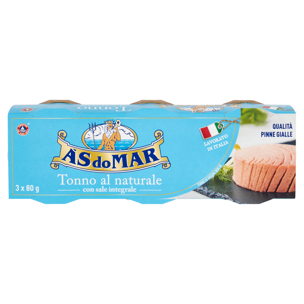 Asdomar Tonno al naturale con sale integrale 3 x 80 g