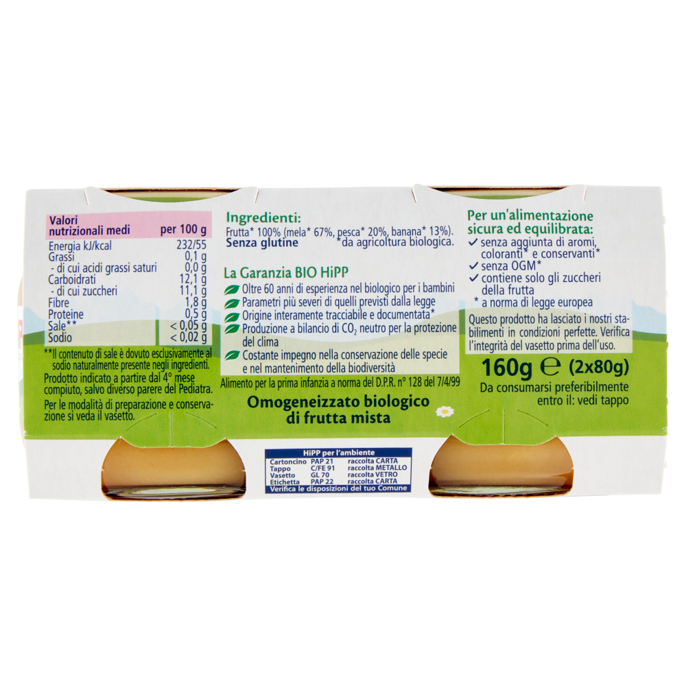 HiPP Biologico Frutta Mista Omogeneizzato 2 x 80 g