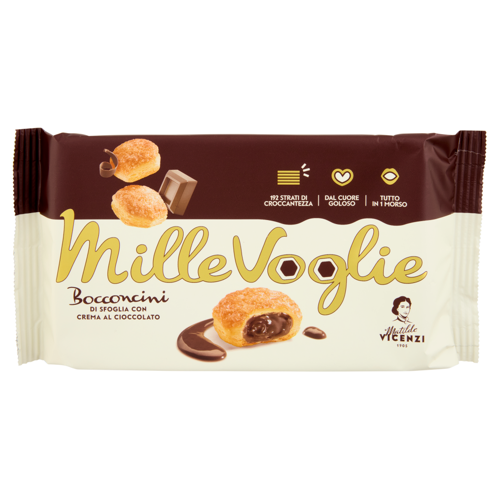 Matilde Vicenzi MilleVoglie Bocconcini di Sfoglia con Crema al Cioccolato 100 g