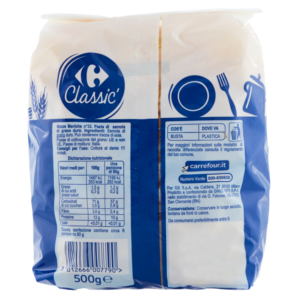Carrefour Classic Mezze Maniche N.32 500 g