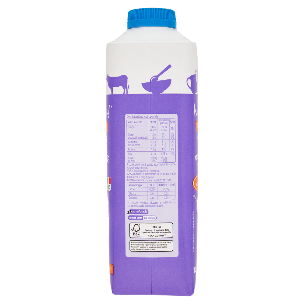 Carrefour Classic No Lactose!*Senza Lattosio Microfiltrato Latte Parzialmente Scremato 1 l
