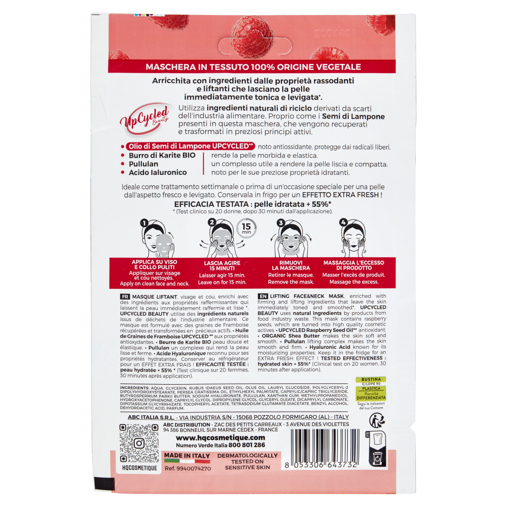 HQ Ingredients Maschera Viso-Collo Perfecting Lampone