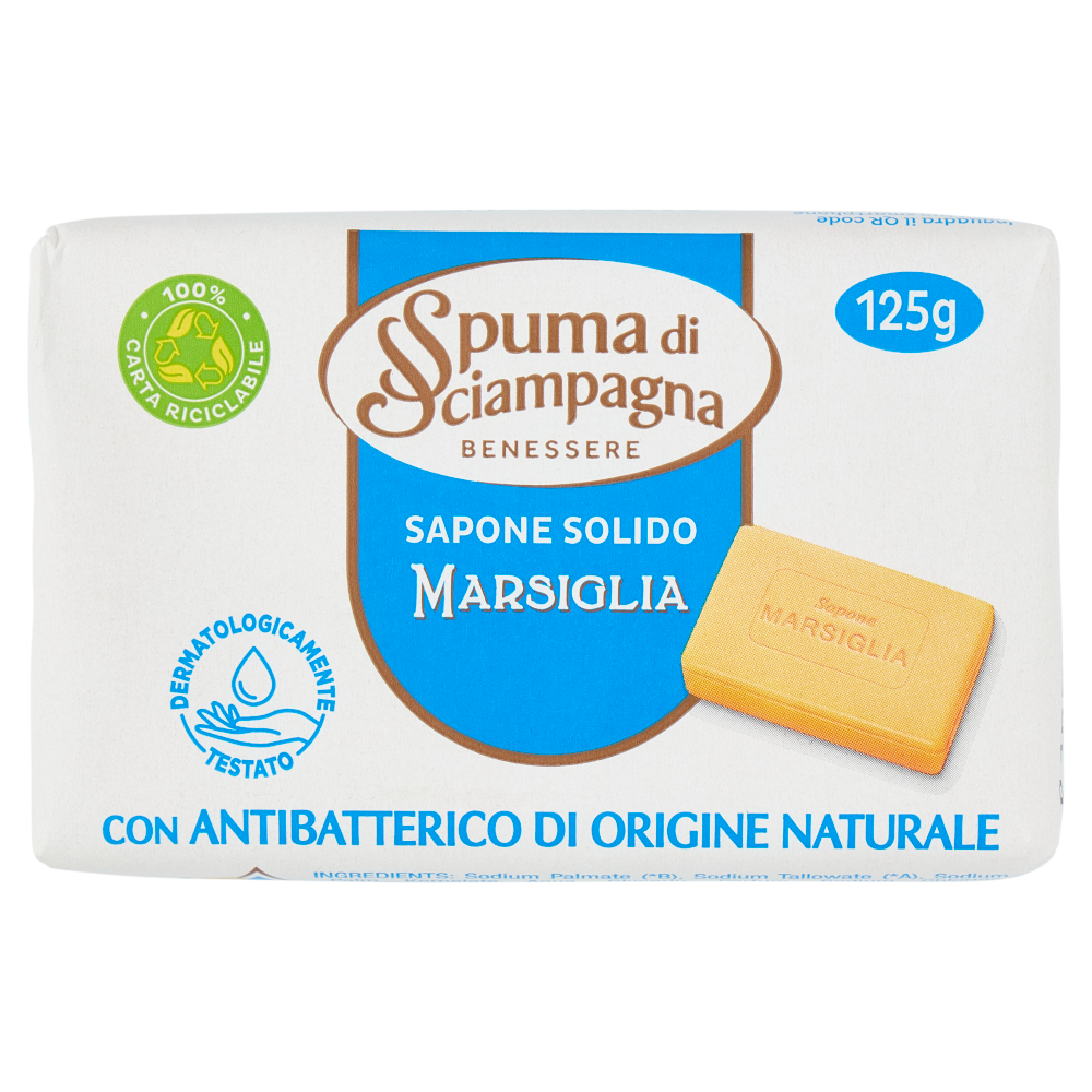 Spuma di Sciampagna Benessere Sapone Solido Marsiglia 125 g