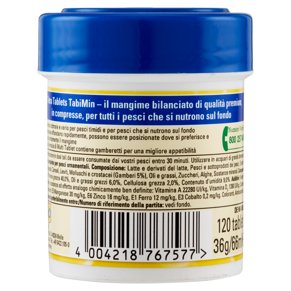 Tetra Tablets TabiMin Mangime di base per tutti i pesci che si nutrono sul fondo 120 tablets 36 g