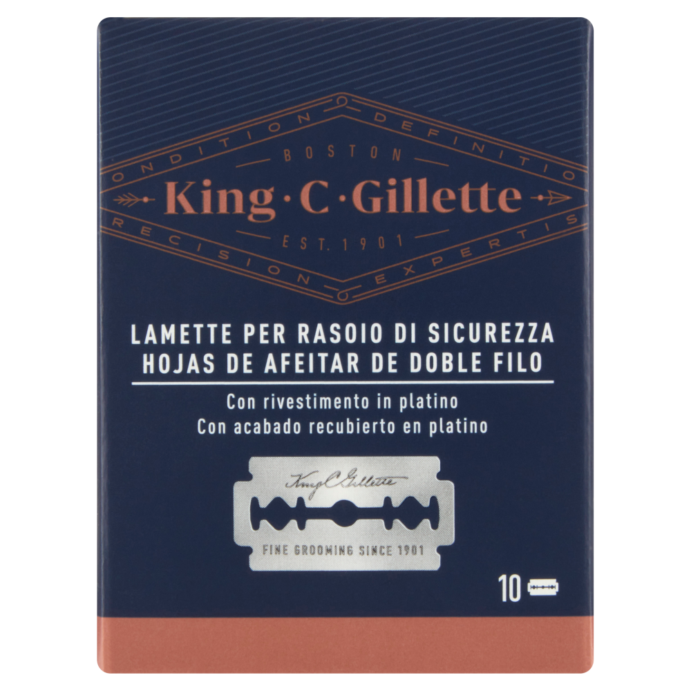 King C. Gillette Lame di Ricambio per Rasoio di Sicurezza da Uomo 10 Ricariche